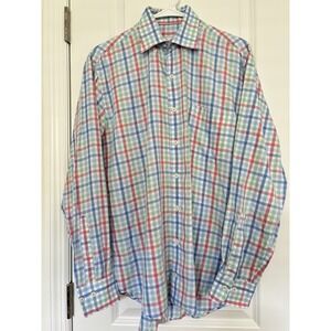 Peter Millar Men's Medium Colorful Striped Dress Shirt‎ Long Sleeve Button Down